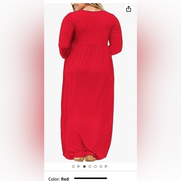 Plus Size Maxi Dress Long Sleeve Empire Waist Size 6X / 30 Red - Picture 2 of 13
